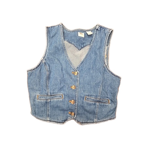 Levi's Jackets & Blazers - LEVIS V-Neck Cropped Slim Fit Adjustable Back Vest Womens Large Blue